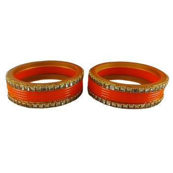 Kundan stud colour multi pack of 12 material acrylic bangle 4
