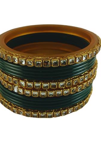 Kundan stud colour multi pack of 12 material acrylic bangle