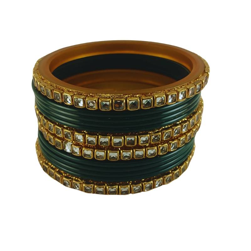 Kundan stud colour multi pack of 12 material acrylic bangle