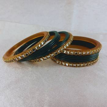 Kundan stud colour multi pack of 12 material acrylic bangle 2