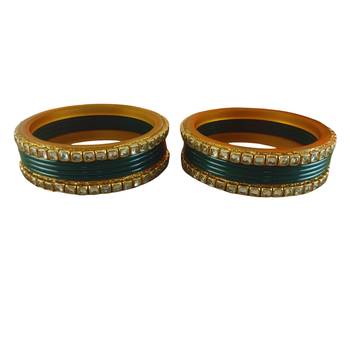 Kundan stud colour multi pack of 12 material acrylic bangle 4
