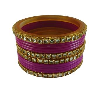 Kundan stud colour multi pack of 12 material acrylic bangle 1