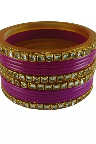 Kundan stud colour multi pack of 12 material acrylic bangle