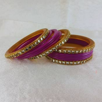 Kundan stud colour multi pack of 12 material acrylic bangle 2