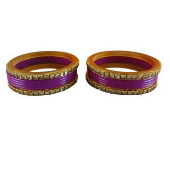Kundan stud colour multi pack of 12 material acrylic bangle 4