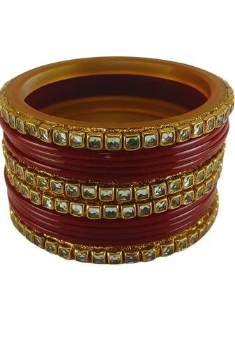 Kundan stud colour multi pack of 12 material acrylic bangle
