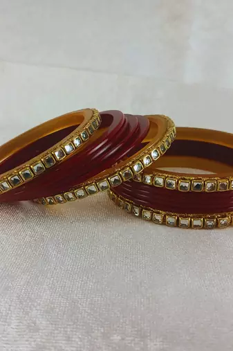 Kundan stud colour multi pack of 12 material acrylic bangle