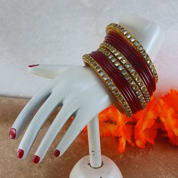 Kundan stud colour multi pack of 12 material acrylic bangle 3