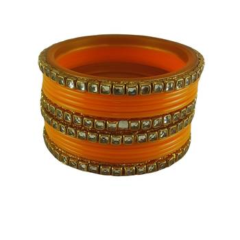 Kundan stud colour multi pack of 12 material acrylic bangle 1