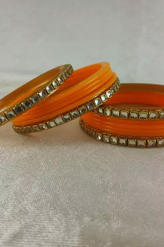 Kundan stud colour multi pack of 12 material acrylic bangle