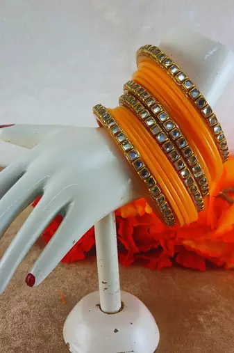 Kundan stud colour multi pack of 12 material acrylic bangle