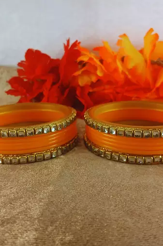 Kundan stud colour multi pack of 12 material acrylic bangle
