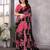 pink floral georgette saree with lace border & blouse piece