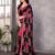 pink floral georgette saree with lace border & blouse piece
