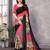 pink geometric print georgette saree with lace border & blouse piece