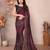 Wine floral georgette saree with lace border & blouse piece