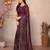 Wine floral georgette saree with lace border & blouse piece