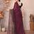 Wine floral georgette saree with lace border & blouse piece