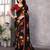 black printed georgette saree with lace border & blouse piece