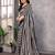black striped georgette saree with lace border & blouse piece