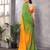 green striped georgette saree with lace border & blouse piece