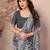 grey floral georgette saree with lace border & blouse piece