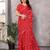 red striped georgette saree with lace border & blouse piece