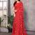 red striped georgette saree with lace border & blouse piece