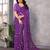  purple striped georgette saree with lace border & blouse piece