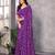  purple striped georgette saree with lace border & blouse piece