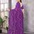  purple striped georgette saree with lace border & blouse piece