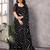 black striped georgette saree with lace border & blouse piece