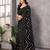 black striped georgette saree with lace border & blouse piece