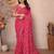 pink printed georgette saree with lace border & blouse piece