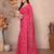 pink printed georgette saree with lace border & blouse piece