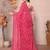 pink printed georgette saree with lace border & blouse piece