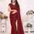 red polka dot georgette saree with lace border & blouse piece