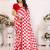 red polka dot georgette saree with lace border & blouse piece
