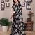 black floral georgette saree with lace border & blouse piece