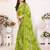 green floral georgette saree with lace border & blouse piece