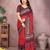 red geometric print georgette saree with lace border & blouse piece