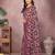  purple printed georgette saree with lace border & blouse piece