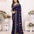 blue floral georgette saree with lace border & blouse piece
