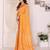  yellow floral georgette saree with lace border & blouse piece
