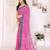 pink floral georgette saree with lace border & blouse piece