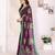 Wine floral georgette saree with lace border & blouse piece