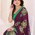 Wine floral georgette saree with lace border & blouse piece