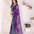  purple floral georgette saree with lace border & blouse piece