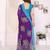 purple floral georgette saree with lace border & blouse piece