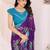  purple floral georgette saree with lace border & blouse piece